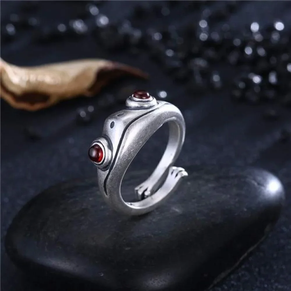 Frog Ring 990 Sterling Silver Cute Animal Jewelry Adjustable